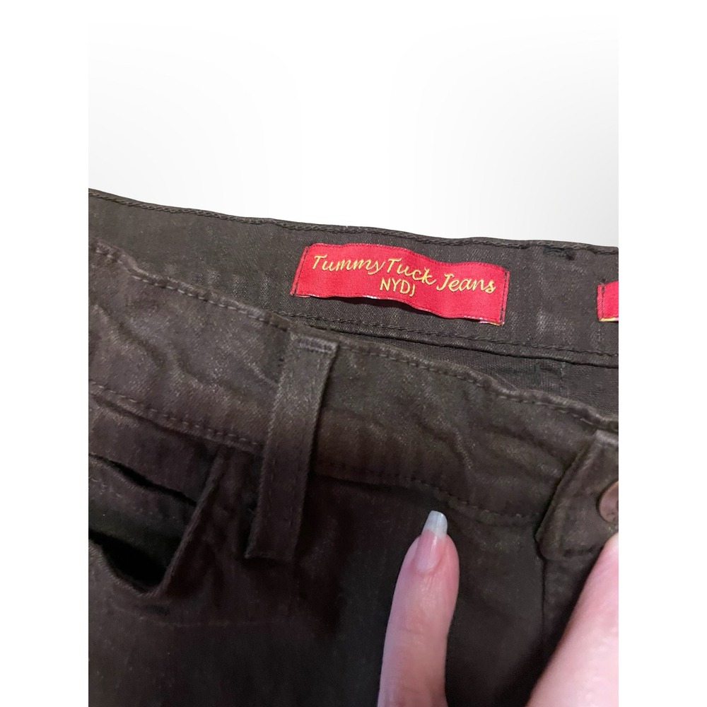 NYDJ Tummy Tuck Jeans Womens 14 Brown Wide Leg High Rise Stretch Style 4008 - Picture 7 of 11